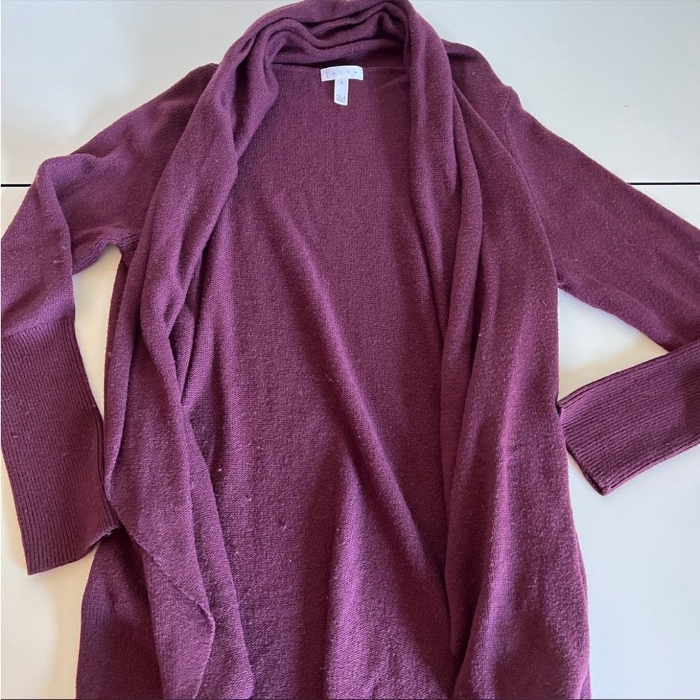 Leith purple open‎ front cardigan M